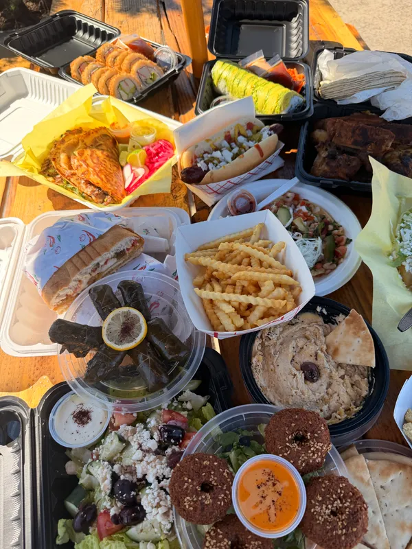 A table of food from across the park